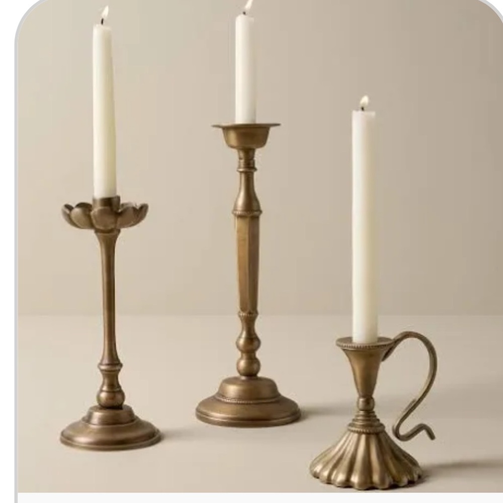 Magnolia brass candle stick holders